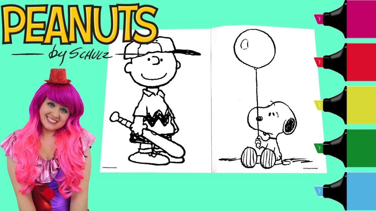 Coloring Snoopy & Charlie Brown Peanuts Coloring Book Page Colored Markers | KiMMi THE CLOWN