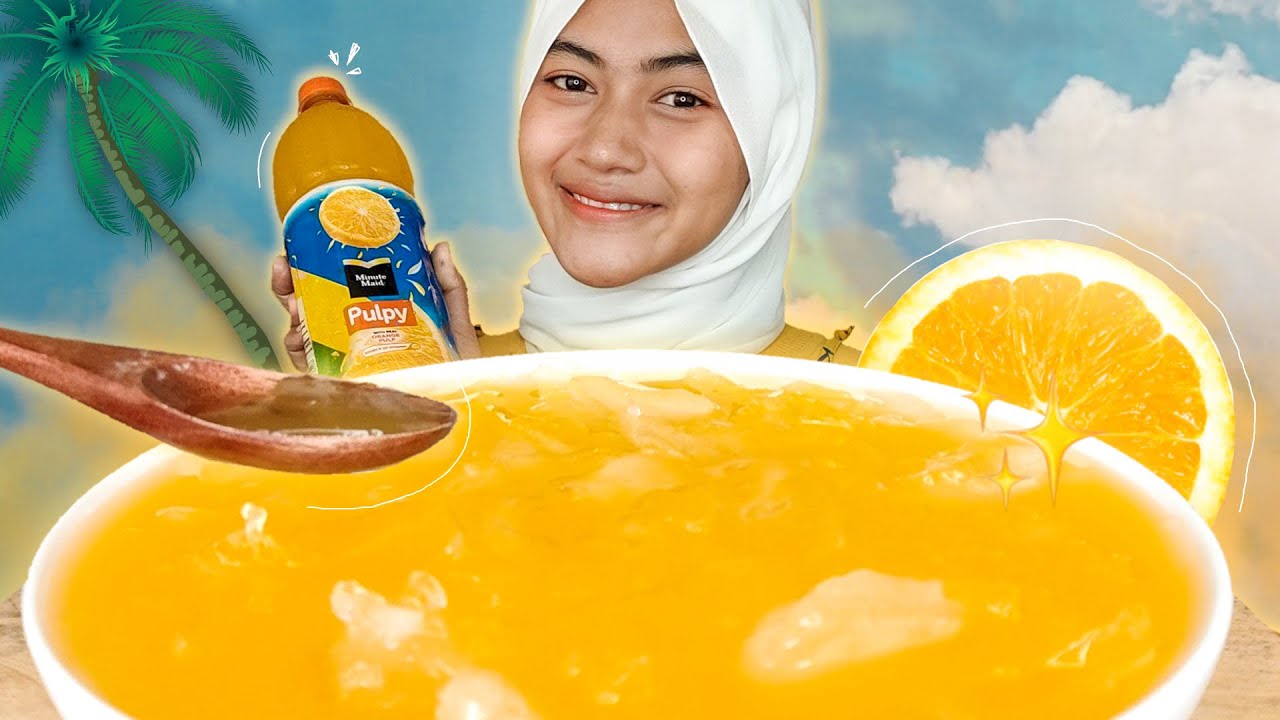 BIKIN SYEGERR TAPI NGILU ‼ MUKBANG MINUMAN SEGAR DINGIN PULPY ORANGE + ES BATU SEGENTONG