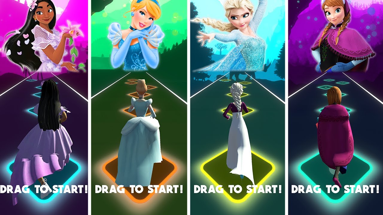 Encanto Isabela And Cinderella VS Frozen Elsa And Anna - Tiles Hop!