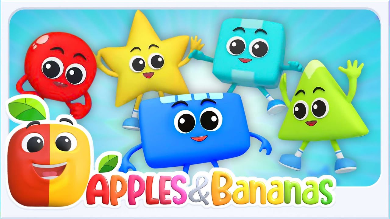 Five Little Shapes Jumping On The Bed Rhyme + More Baby Songs for kids