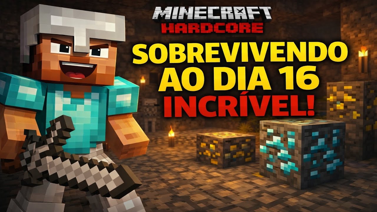 Minecraft Hardcore – Descobrimos Outras Aberturas na Caverna! Dia 16