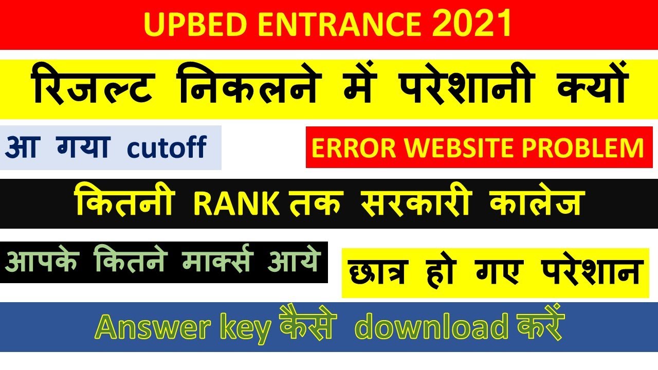 UP B.ED Result 2021 | UP B.ED 2021 Result Announcement | UP B.ED Entrance Result 2021 |