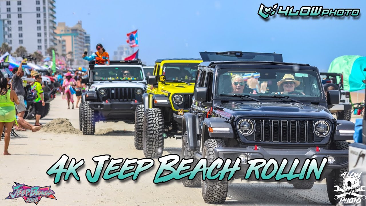 Jeep Cruising in Daytona | Relaxing 4K Jeep Beach Footage 2025