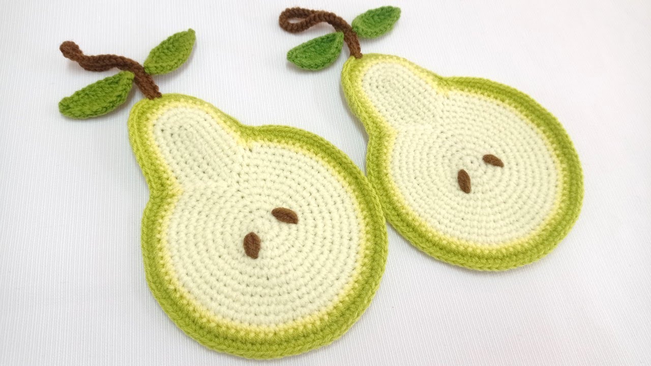 Manualidad N° 69 Tejidos a crochet: PERA para adorno, agarradera, posa tazas y porta secador