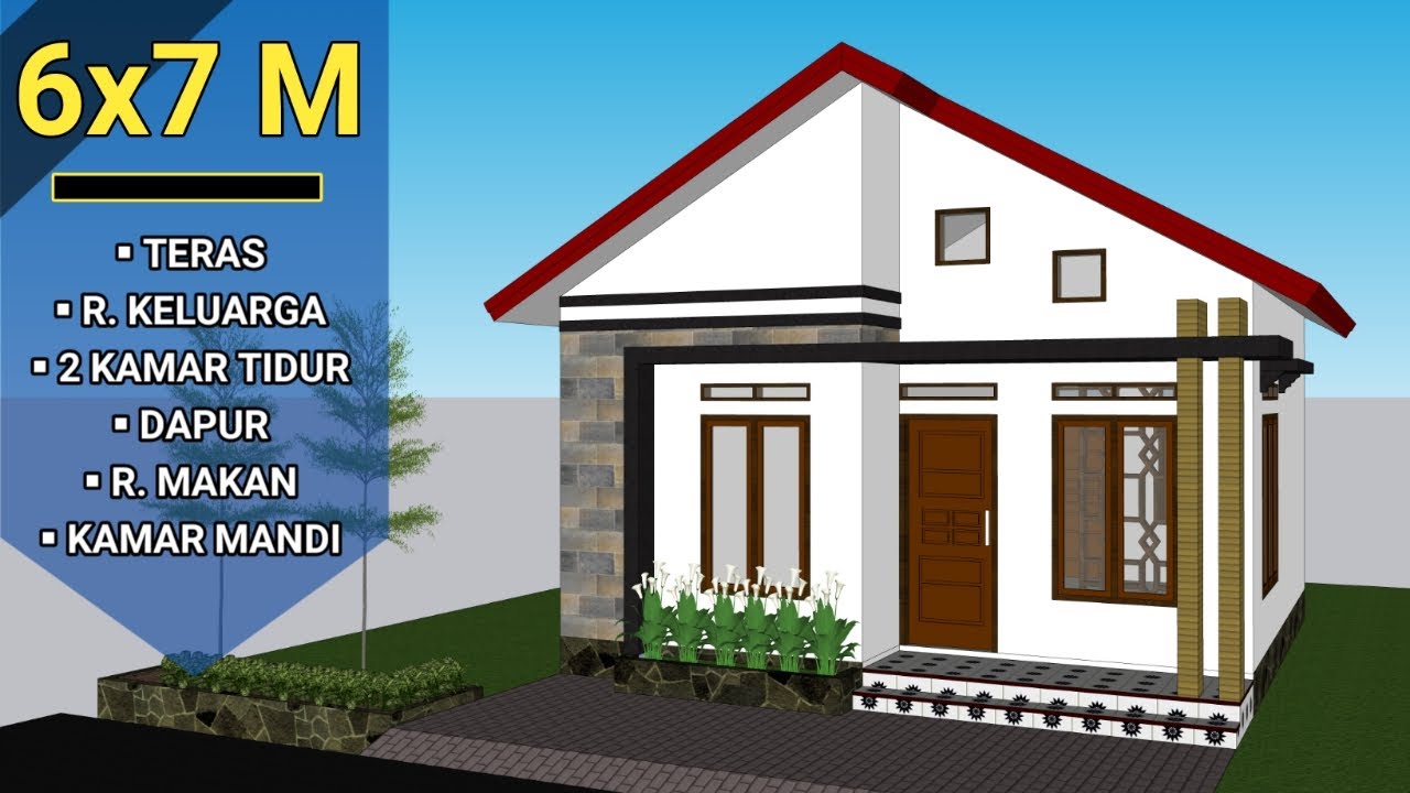 Desain Rumah Sederhana 6x7 Meter dengan 2 Kamar Tidur
