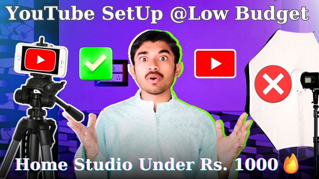 YouTube Studio Setup Tour for Beginners Under 1000🔥Kaise banaye| Home Low Budget Background Lighting