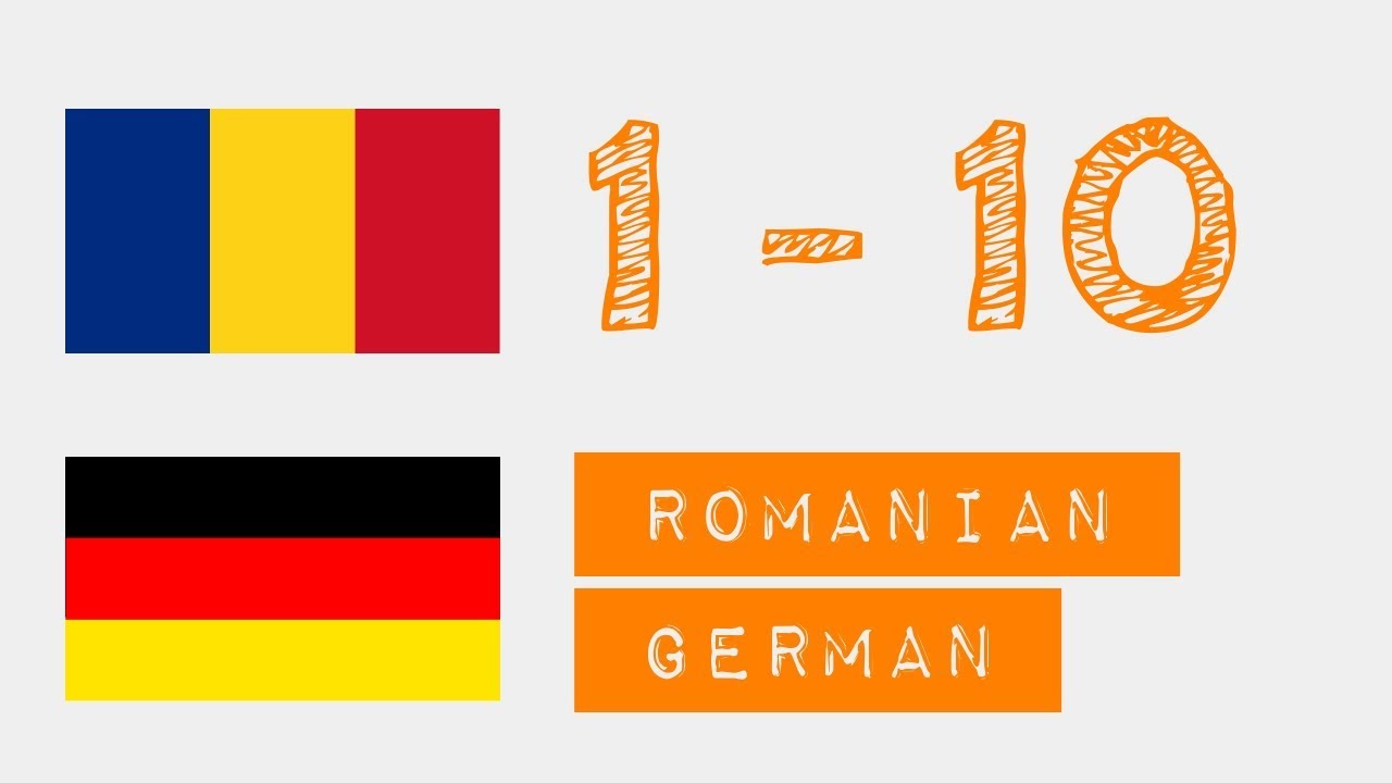 Zahlen von 1 bis 10 auf  - Rum&auml;nisch - Deutsch