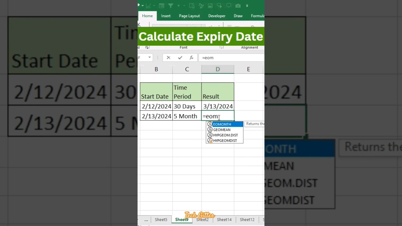 Calculate Expiry Date in Excel