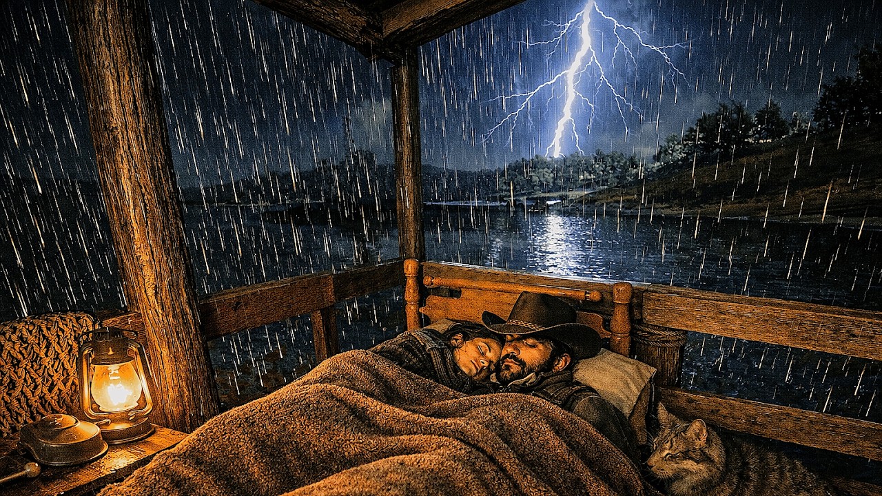 John And Abigale Together At a lake house During Heavy Thunderstorm | Rain Sound for Sleep RDR2 ASMR
