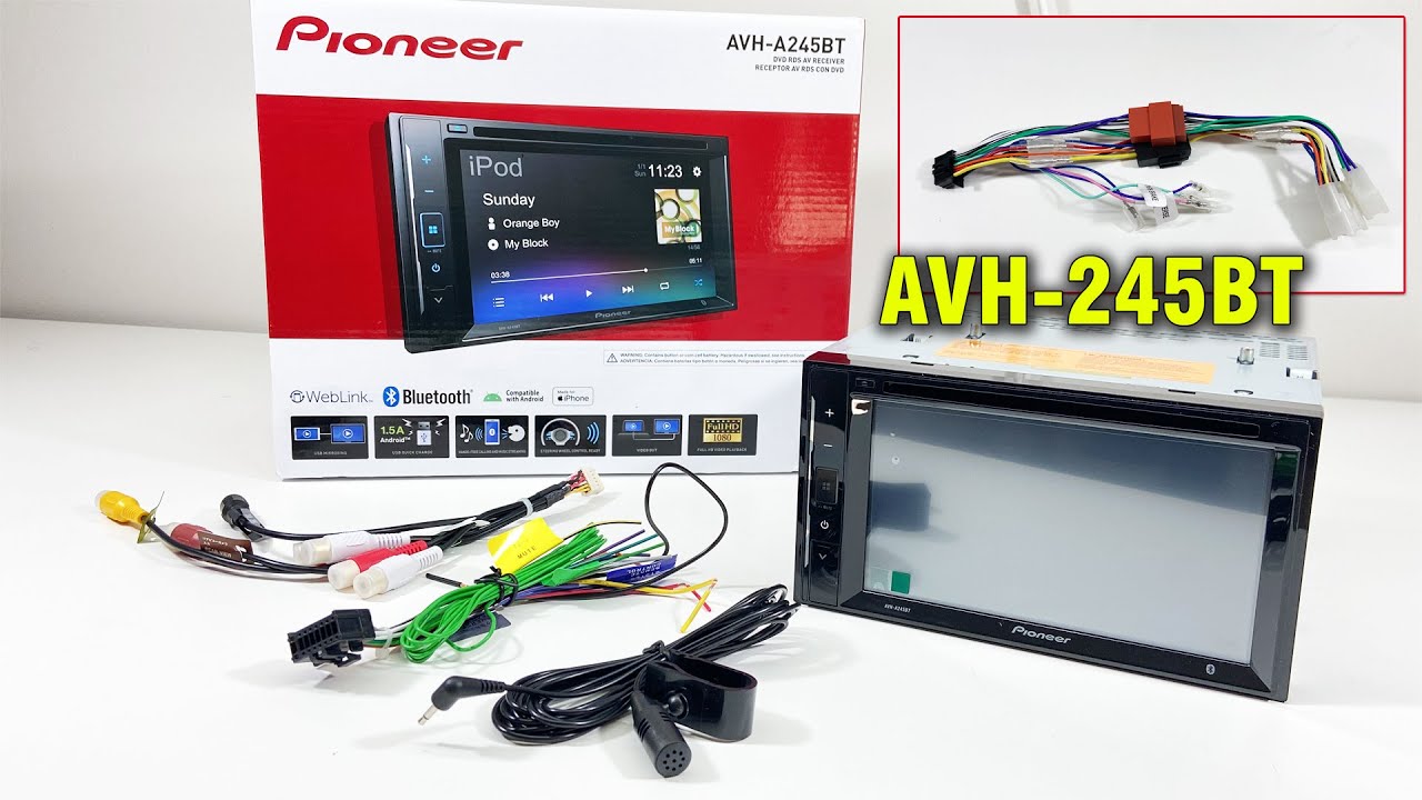 Pioneer AVH-A245BT Double DIN Touchscreen Head Unit unboxing | Head Unit ISO Wiring Harness