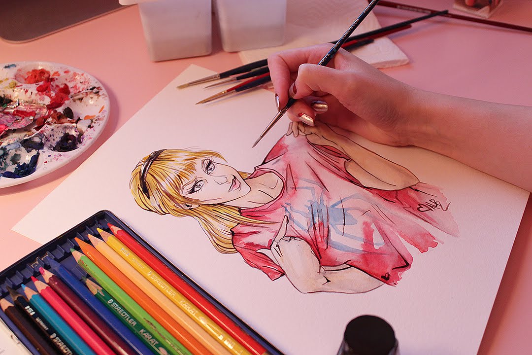 Painting Gwen Stacy w/ Watercolours (ASMR calmly spoken + art sounds)