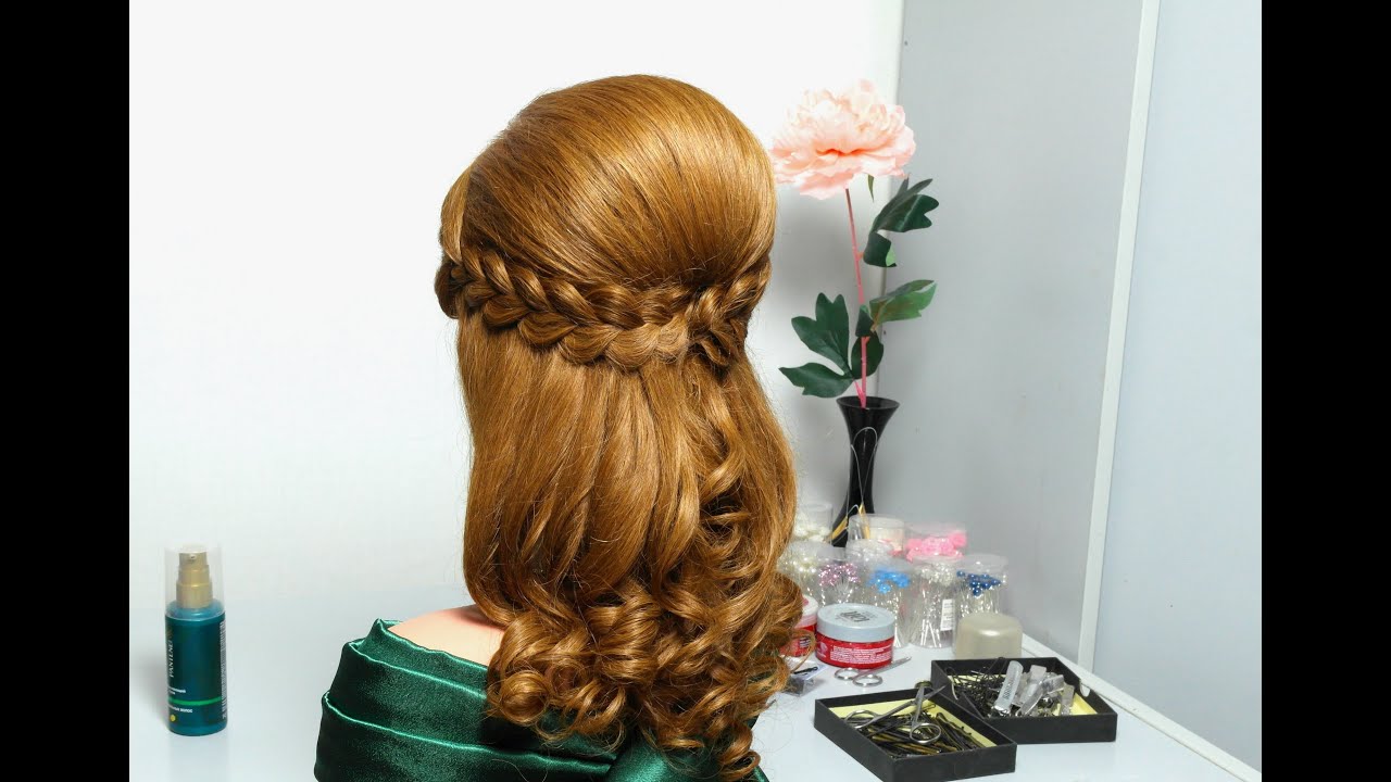 Romantic hairstyle for long hair with french braids