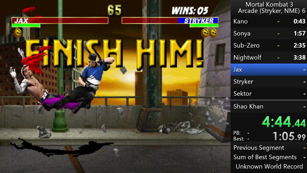 Mortal Kombat 3 Stryker No Major Exploits Speedrun 12:32 (First Attempt)