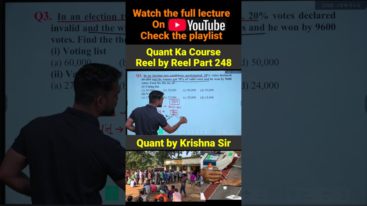 Election Question Trick 🔥 | 20% Invalid Votes | SSC, Banking, Railways  Shortcut 💯 by Krishna Sir