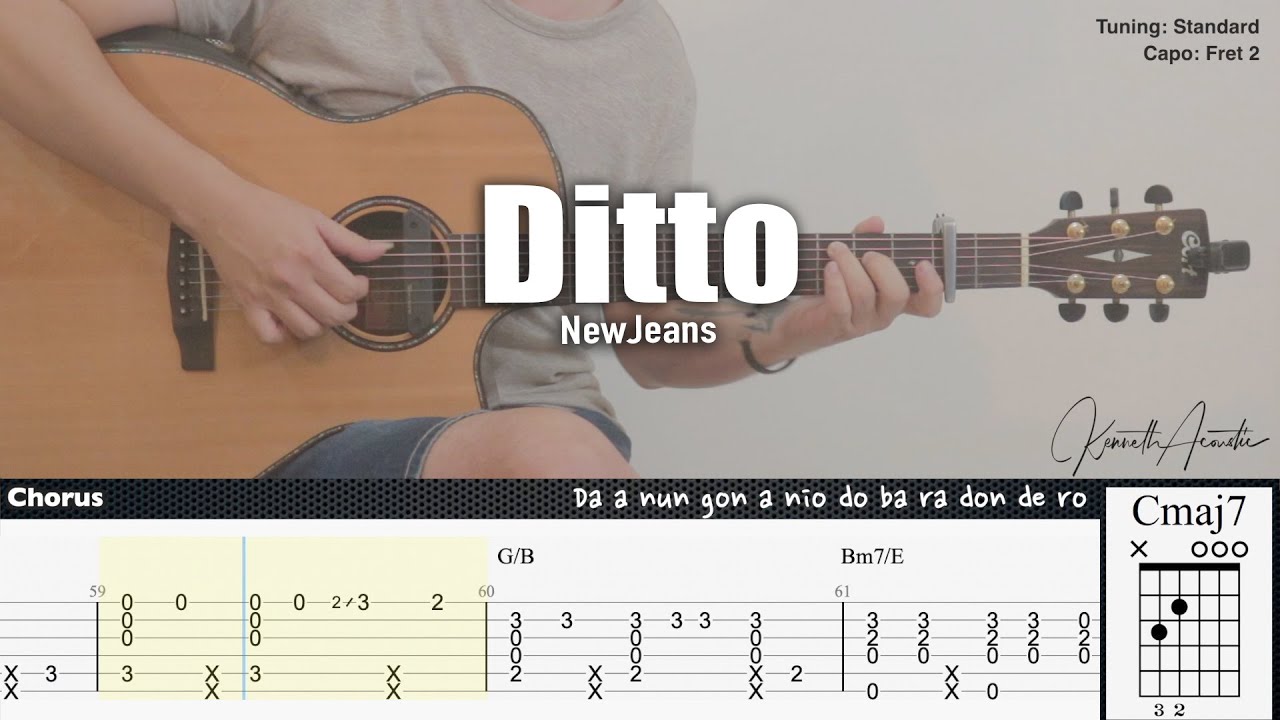 Ditto - NewJeans | Fingerstyle Guitar | TAB + Chords + Lyrics