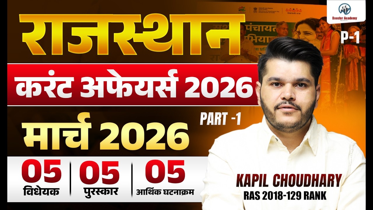 Rajasthan Current Affairs March 2026 🔥 RAS/Patwari के लिए महा मैराथन | Kapil Choudhary