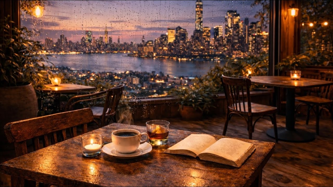 Rainy City Café Jazz ☕ Smooth Jazz Ambience for Relaxing, Studying & Evening Calm