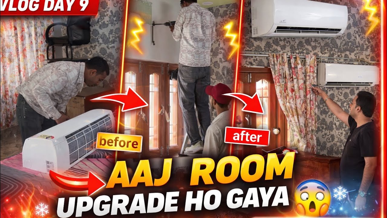 Finally Mere Room Me AC Install Ho Gaya ❄️ | Day 9 Vlog #dailyvlog #explorepage #fyp #growth #funny 