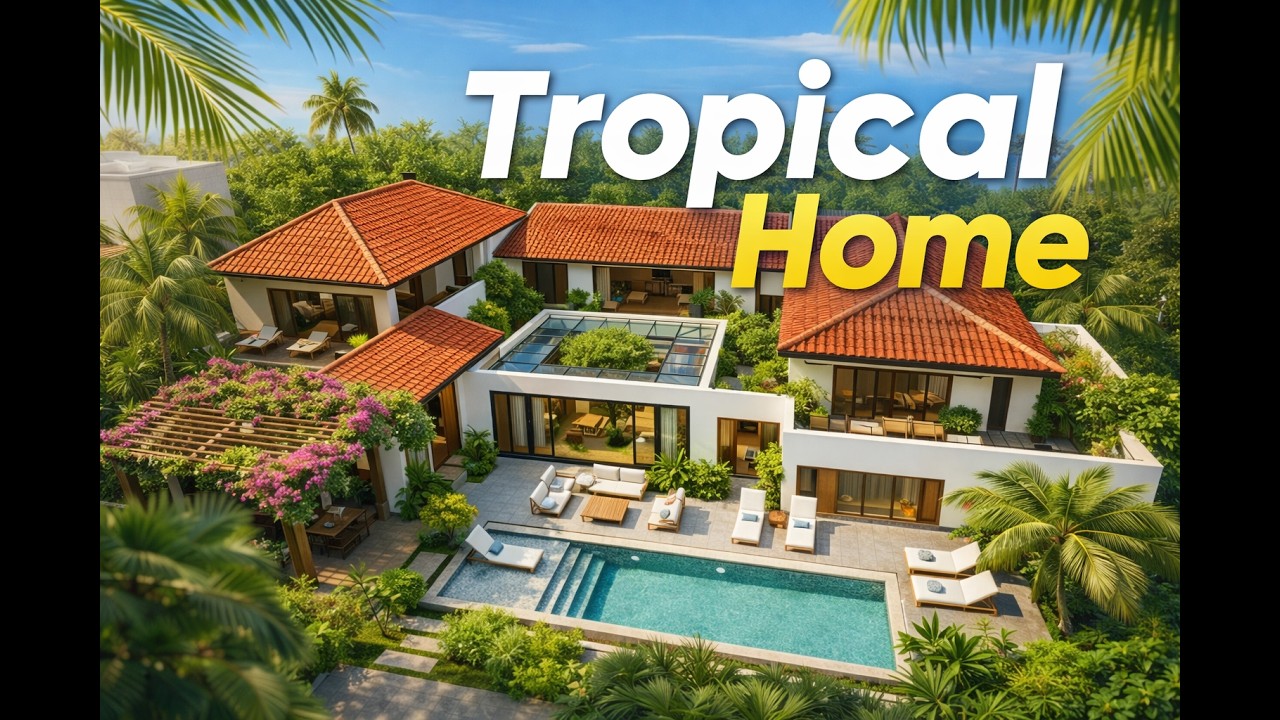 Stunning Courtyard Garden House | Tropical Home Design with Central Pond