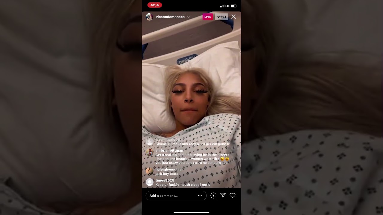 ricanndamenace live in hospital after getting shot & robbed 1804Jackboy girlfriend !! 2-28-2021