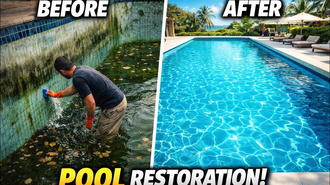Extremely Dirty Pool Cleaning | Satisfying Pool Restoration (Before & After)