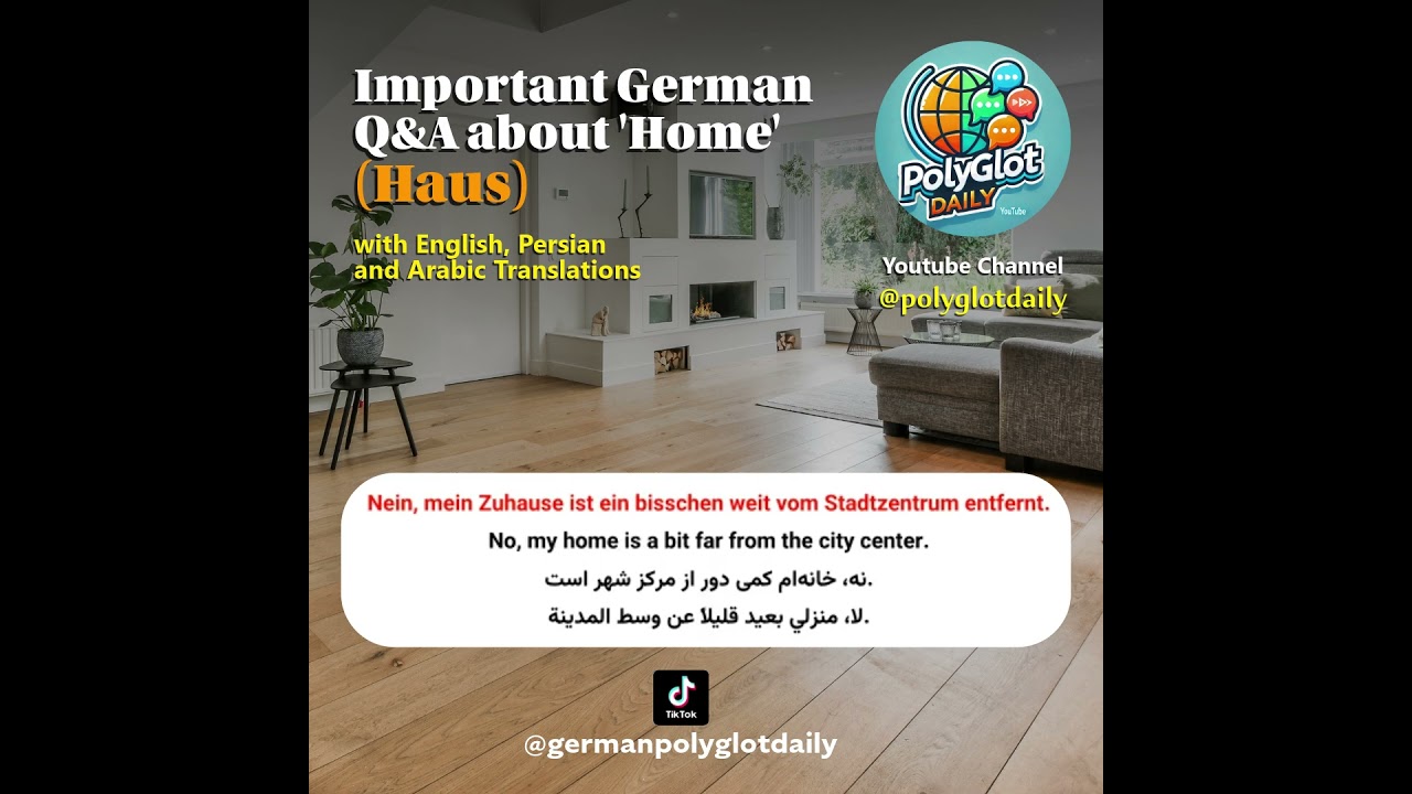 🇩🇪Important German Q&A about 'Home' (Haus) – With English, Persian, Arabic Translation (A1/A2 Level)