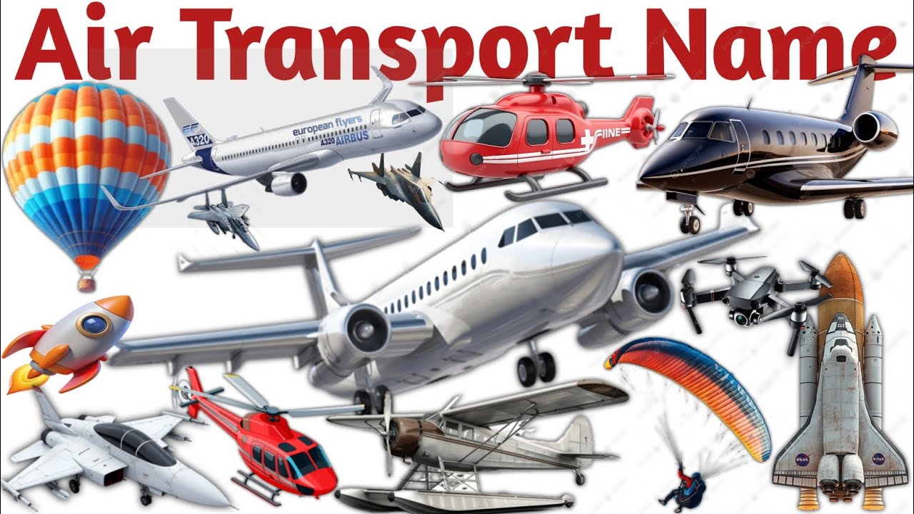 20 Air Transport Names for Kids | हवाई परिवहन के नाम | Learn Air Vehicles | Kids Learning Video |