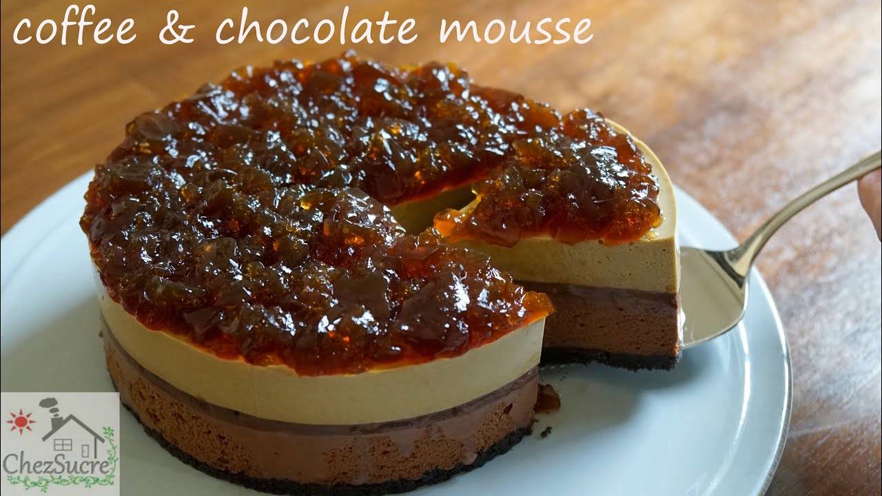 オーブンなしコーヒー＆チョコムースケーキの作り方/no bake coffee & chocolate mousse cake recipe