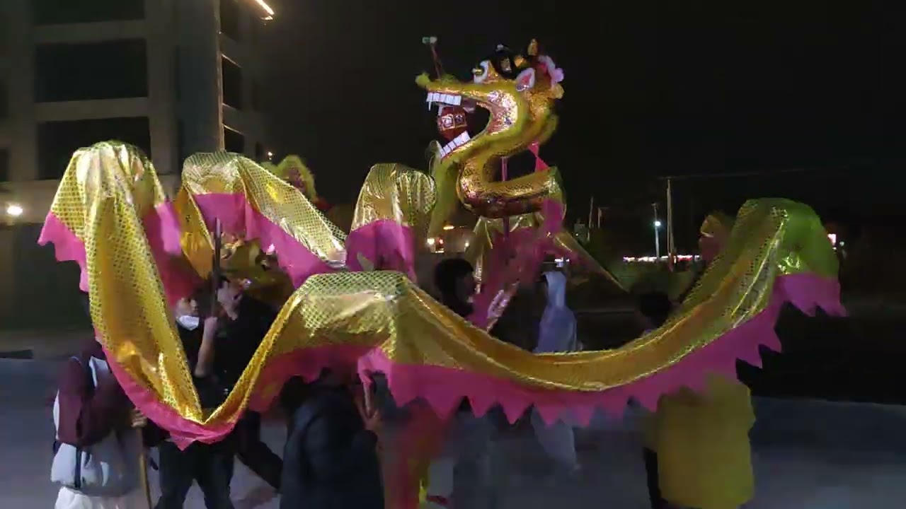 广东梅州兴宁市客家舞龙，春节初一晚