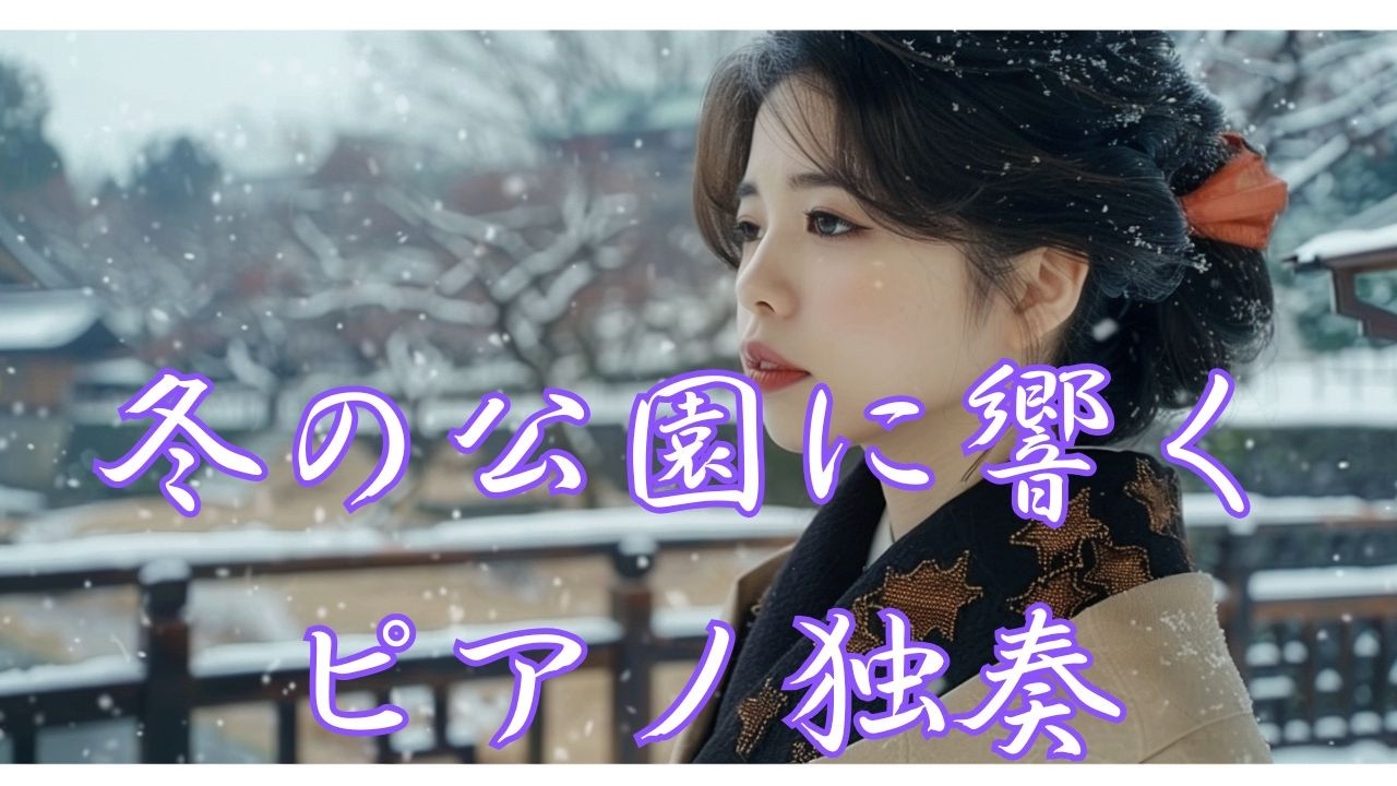 昭和レトロ演歌風｜冬の公園に響くピアノ独奏｜１時間耐久