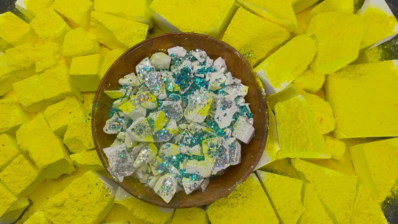 Fresh Chalk Variety Topped With Gorgeous Neon Yellow Powder 💛💛💛 Gym Chalk ASMR