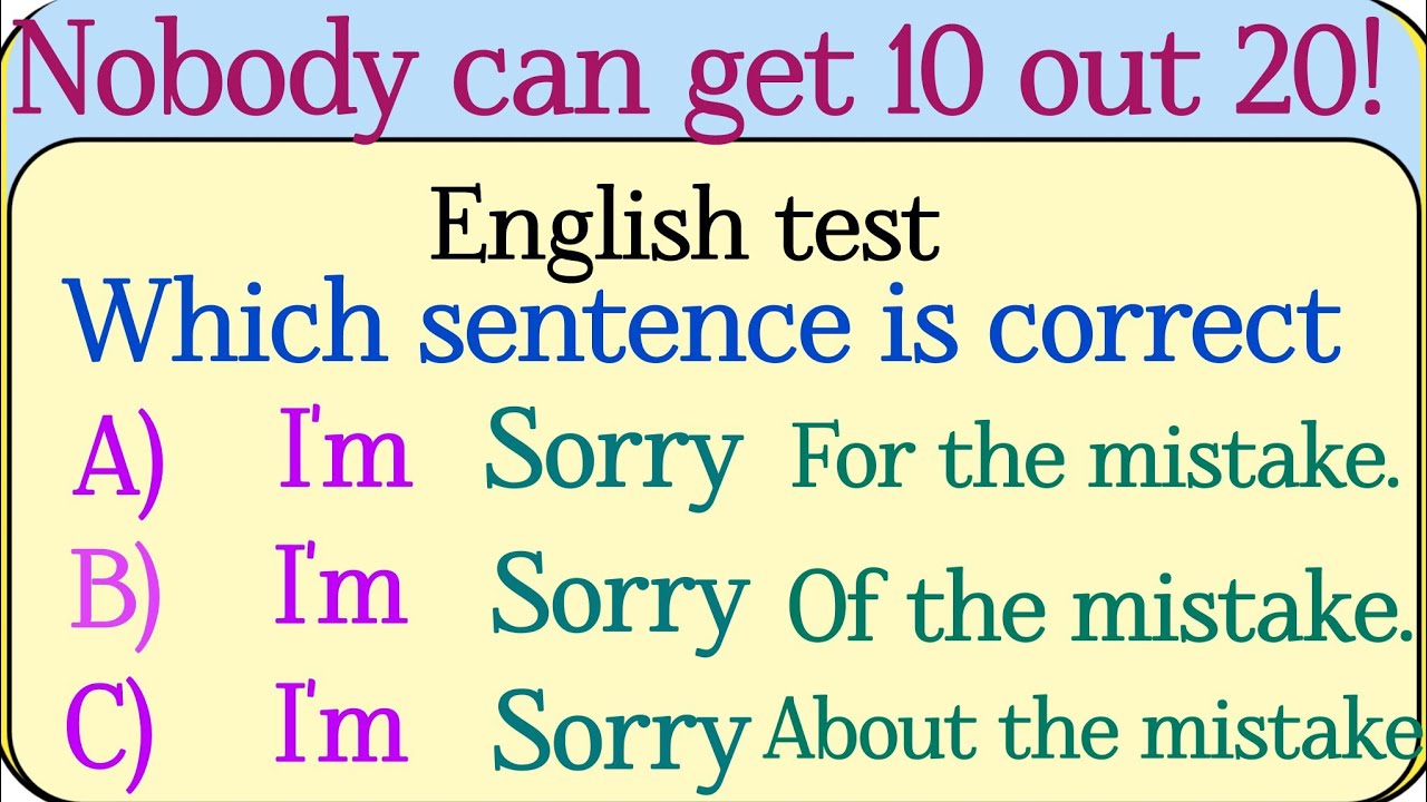 Mixed English grammar test. Most senior's can't pass This test advanced  grammar IQ test