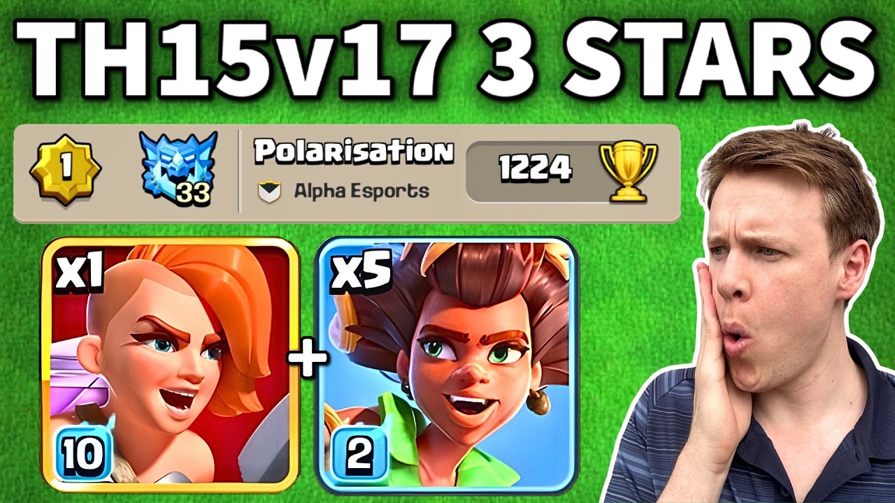 1-й ранг TH15 доминирует над TH17 с армией Root Rider SUPER VALK в Clash of Clans
