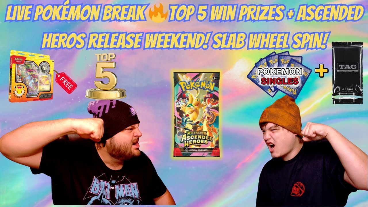 LIVE Pokémon Break 🔥 Top 5 Hits Win Prizes + Slab Wheel Spin & More! #pokemongiveaway #ripandship