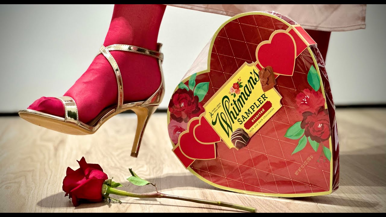ASMR 👠 Gold Heels Chocolate CRUSH & Rose Destruction | Squish & Smear | Valentines Messy Sandals