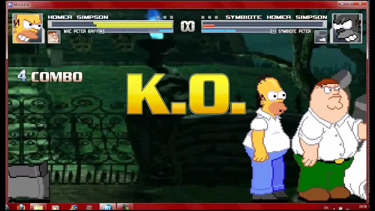 Mugen Homer Simpson and MVC Peter Griffin vs Symbiote Homer and MVC Symbiote Peter