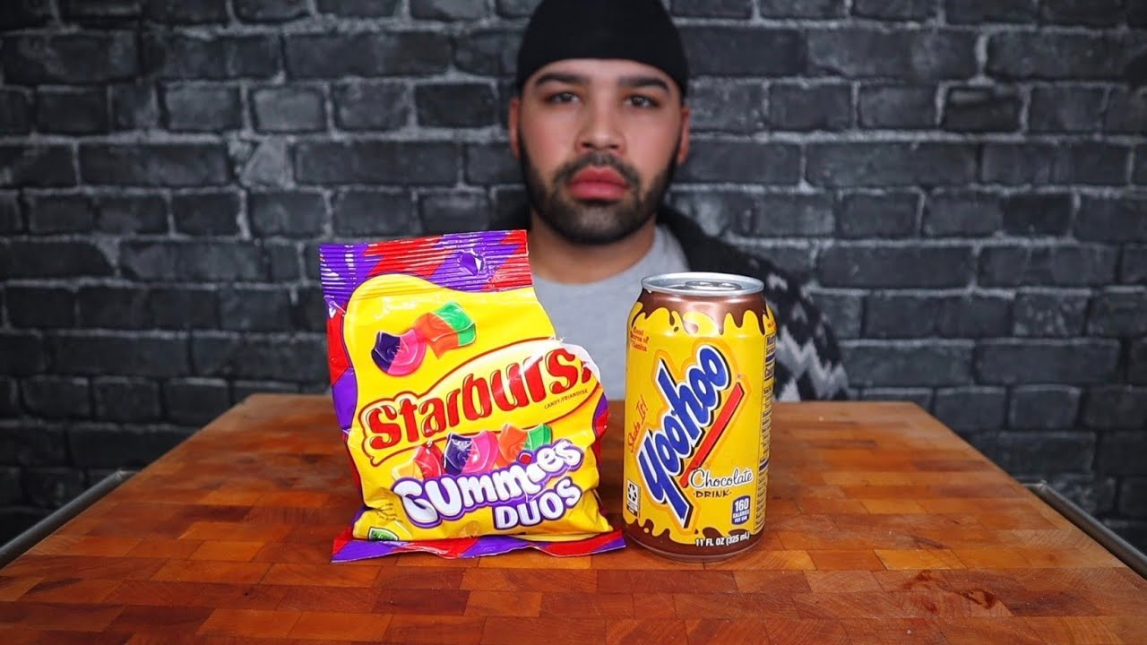 (ASMR) CANNED CHOCOLATE MILK & STARBURST GUMMIES CANDY REVIEW/RAMBLE