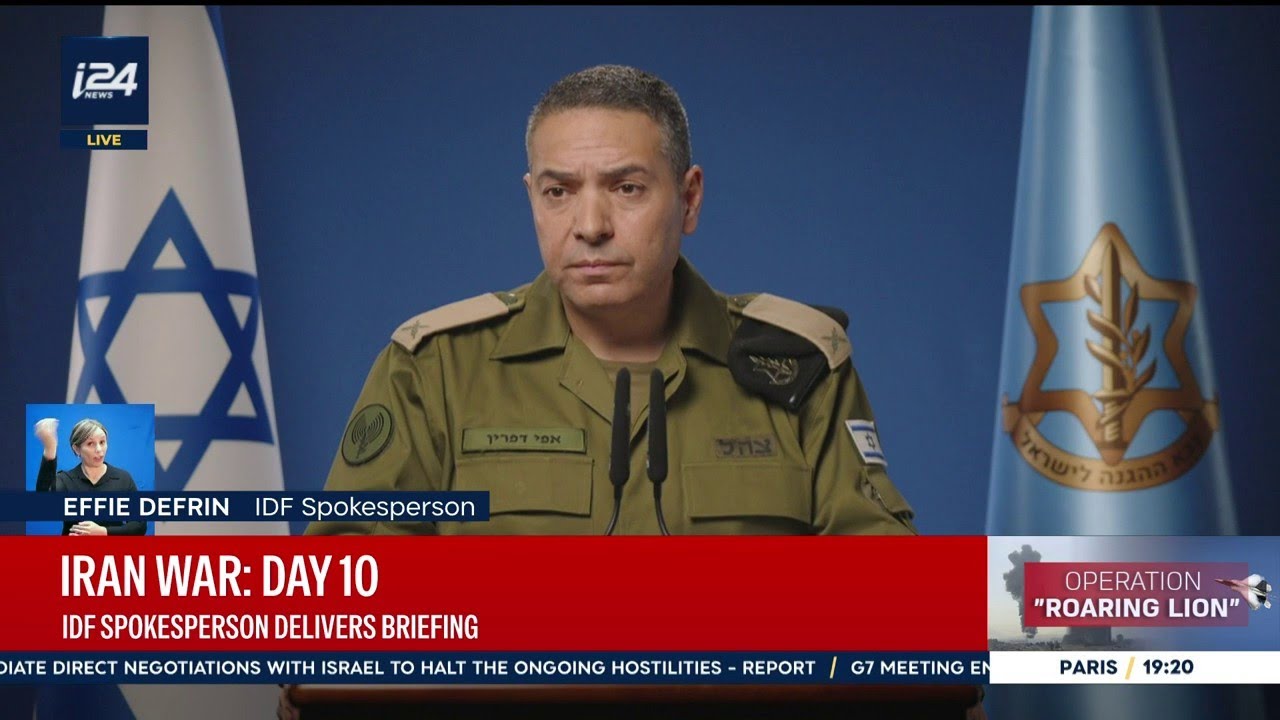 IDF spokesperson briefs press on day 10 of war with Iran