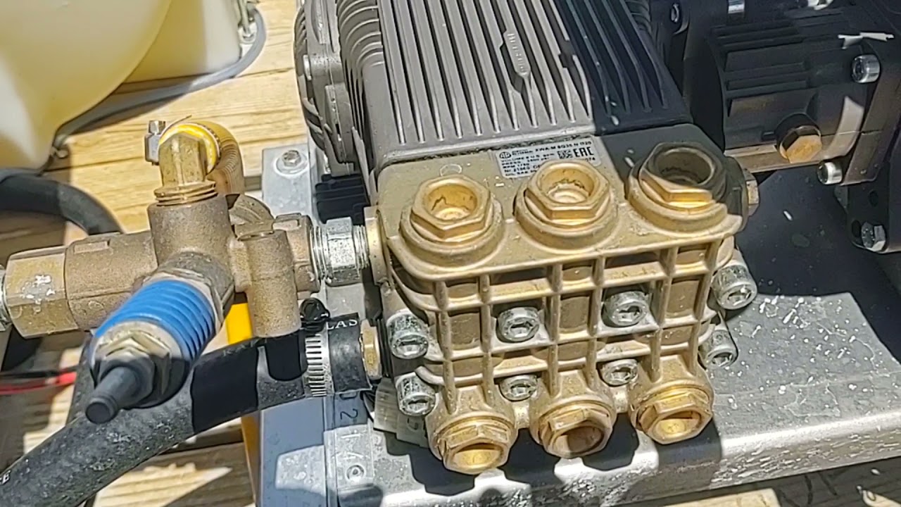 A basic plumbing video for a cold water pressure washer on a trailer.