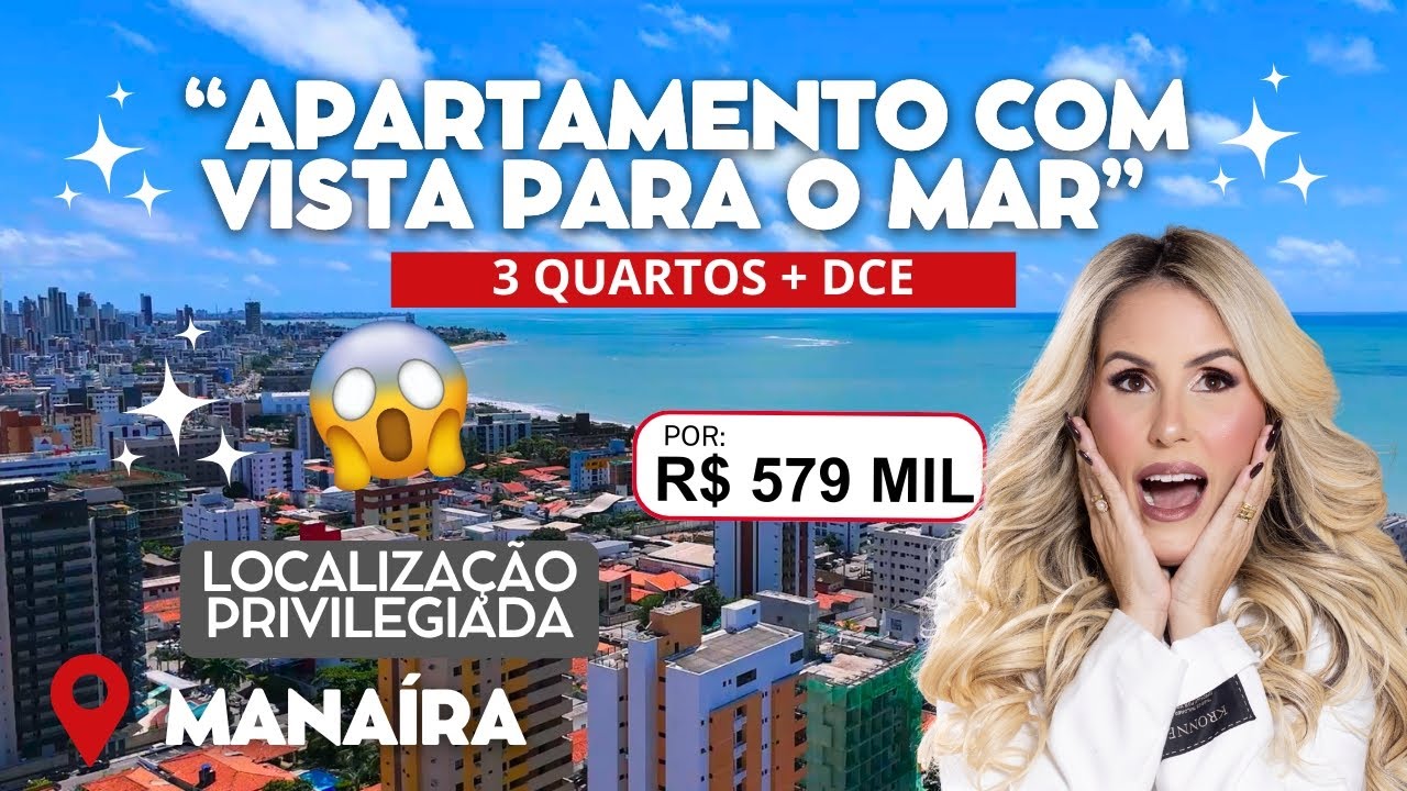 Apartamento com vista para o mar 3 quartos + DCE No Bairro do Manaíra