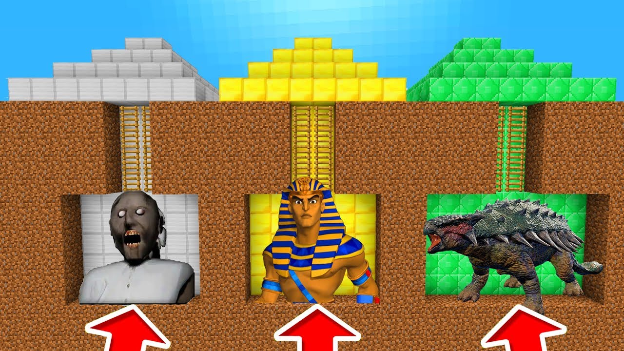Minecraft PE : DO NOT CHOOSE THE WRONG PYRAMID! (Pharaoh, Granny & Ankylosaurus)