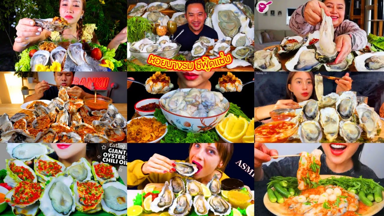 FRESH CREAMY OYSTERS WITH SPICY GARLIC SAUCE || JUICY FRESH OYSTER EXPLOSION MUKBANG COMPILATION