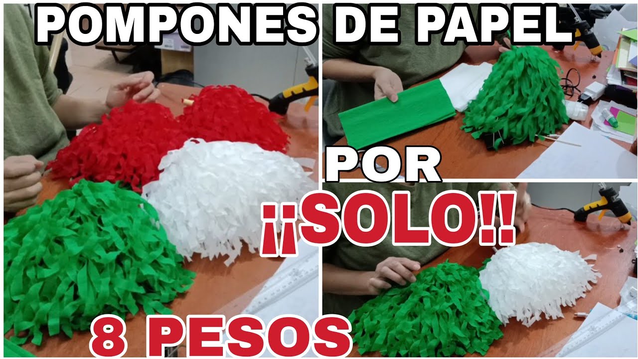 POMPONES DE PORRISTA DE PAPEL CREPE,MECHUDOS DE PORRISTA DE PAPEL CREPE 