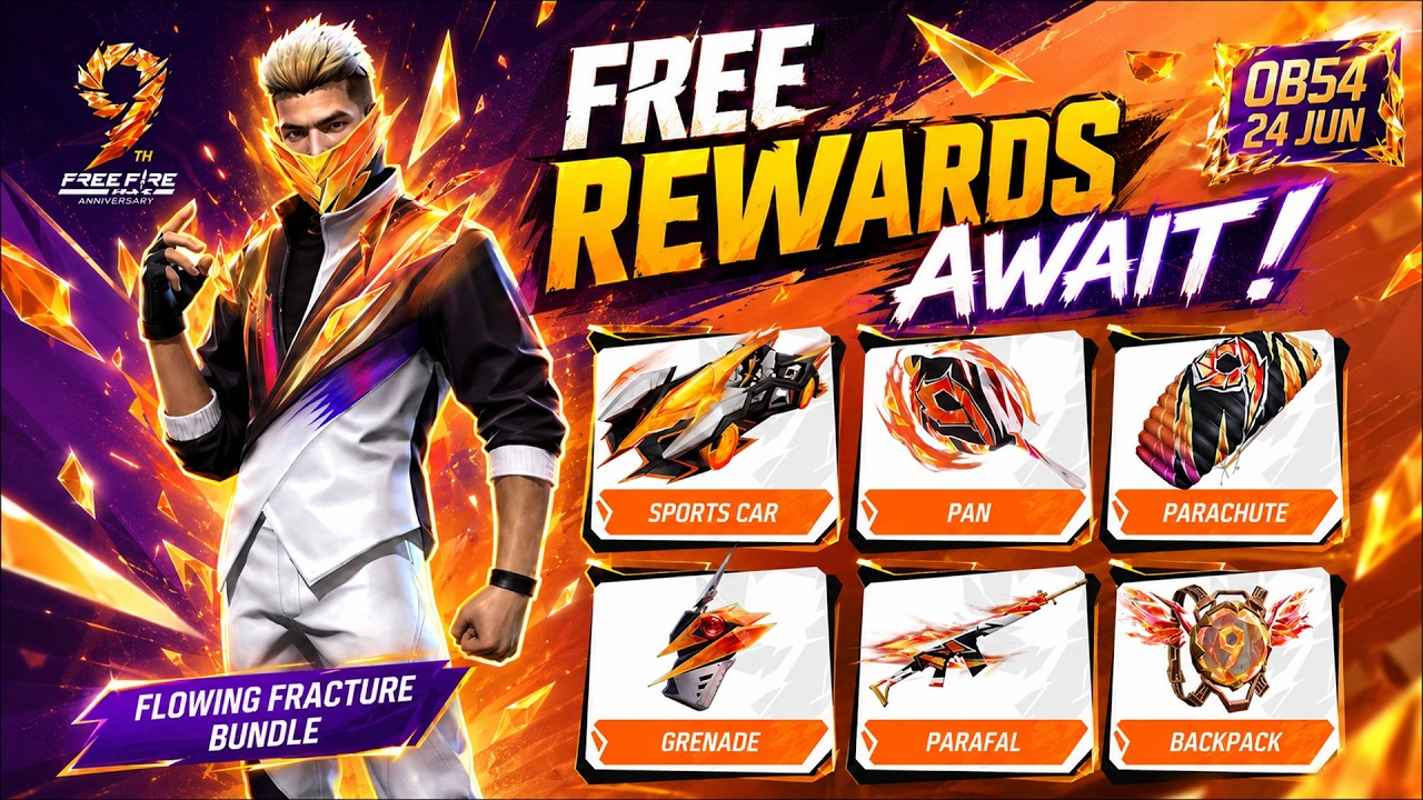 FREE Rewards 9th Anniversary Event 🎁 | FREE Magic Cube & Bundle Free Fire - 24 June 2026