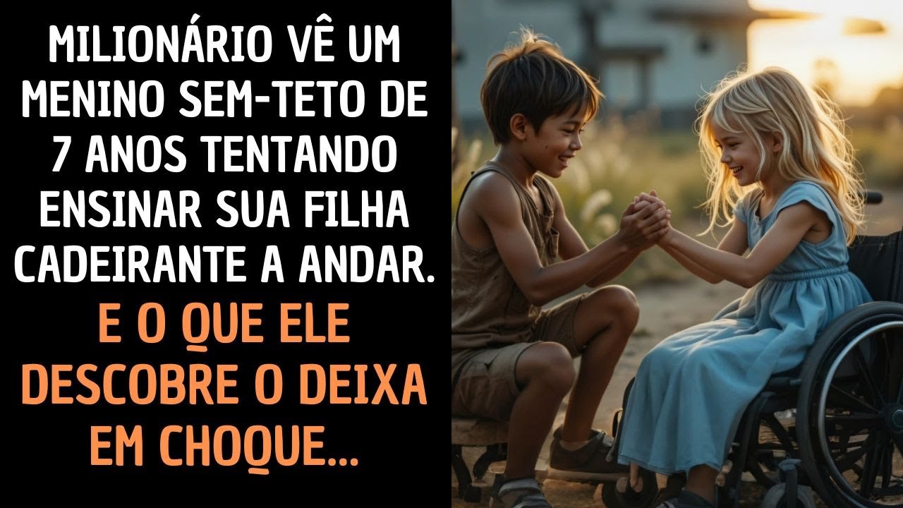 Milionário Vê um Menino Sem Teto de 7 anos Tentando Ensinar Sua Filha Cadeirante a Andar  Então