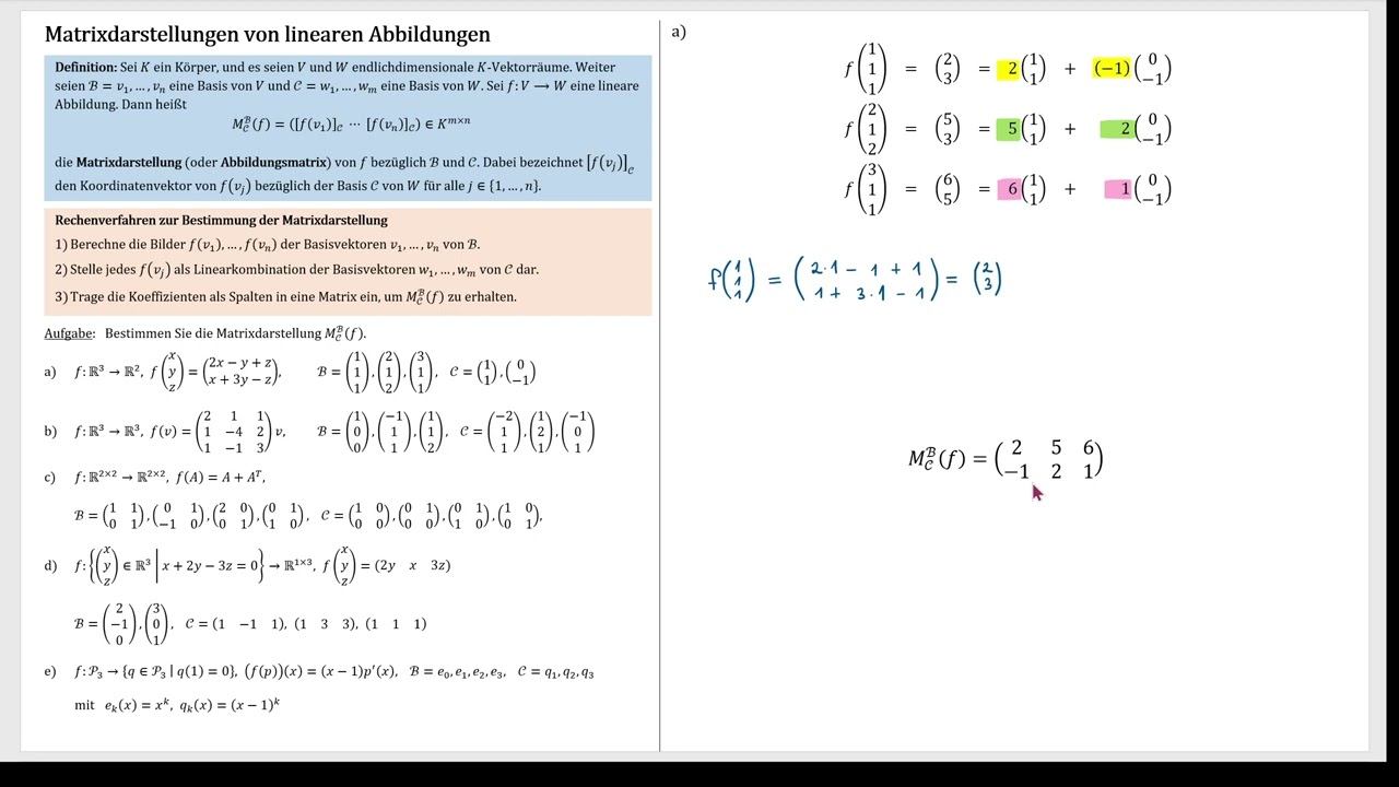Matrixdarstellung von linearen Abbildungen