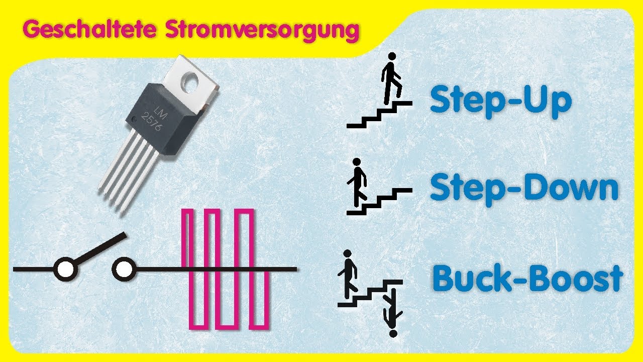 Gleichspannungs-Schaltwandler, Step-Up- , Step-Down- , Buck-Boost-Konverter, Grundprinzip erklärt
