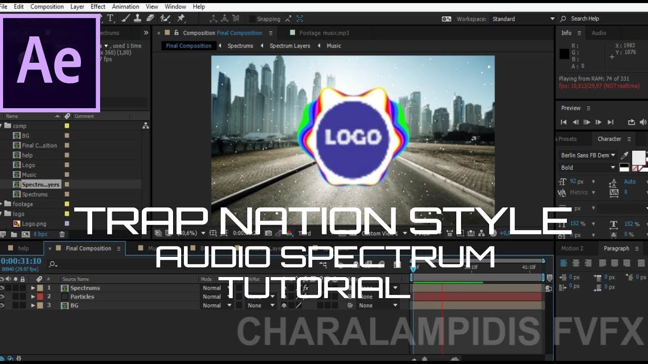 Trap Nation Style Audio spectrum After Effects Tutorial