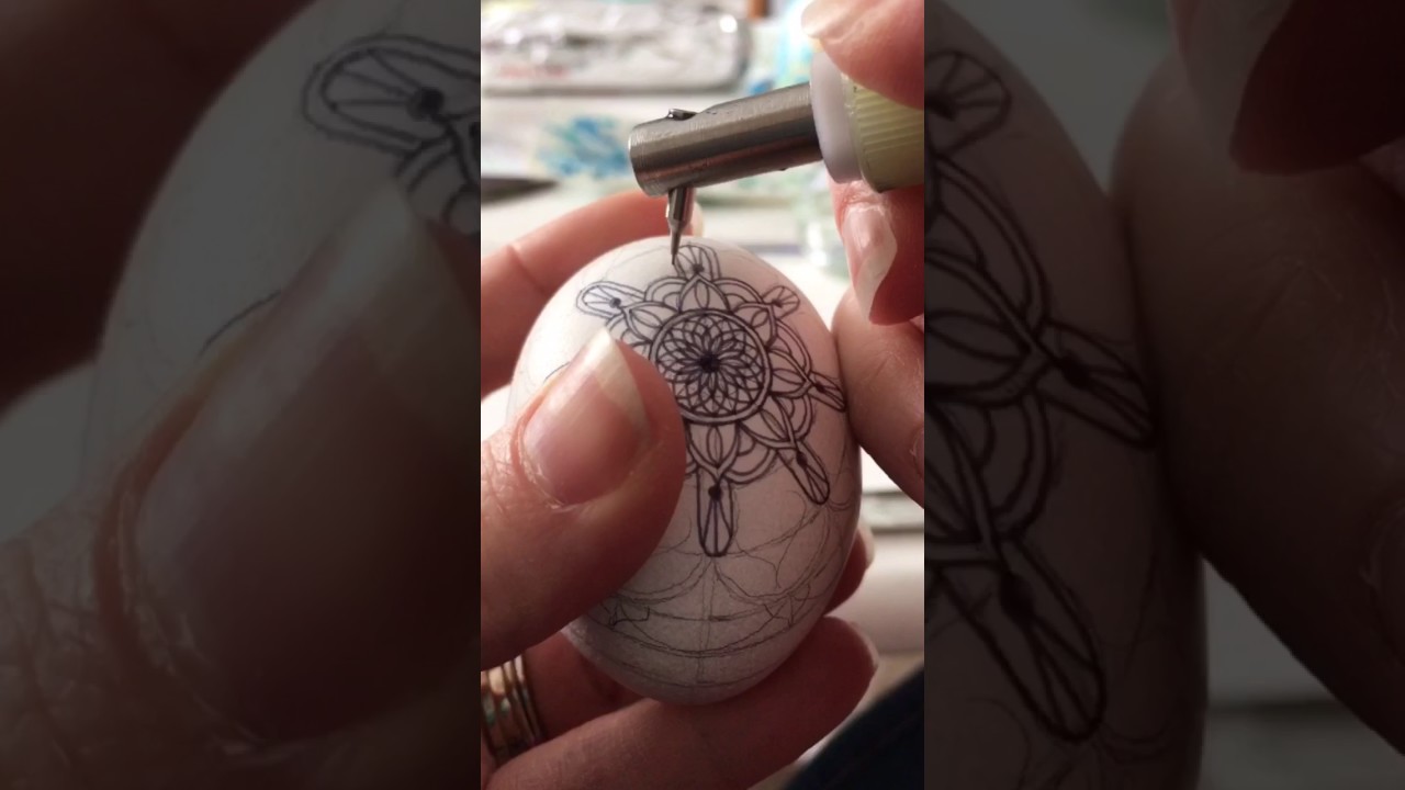 Pysanky Easter Egg - White Outlines