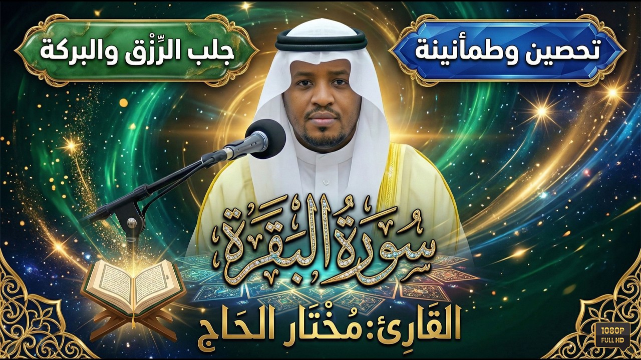 تلاوة خاشعة ومؤثرة لسورة البقرة كاملة  لطرد الشياطين وجلب البركة  بصوت القارئ الشيخ مختار الحاج